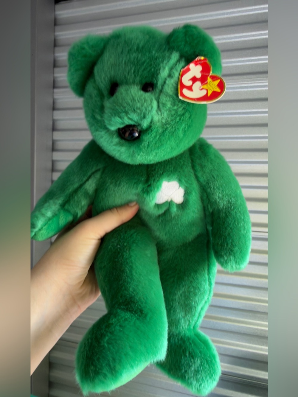 Ty Beanie Baby Erin Bear Green Plush with Shamrock Tag